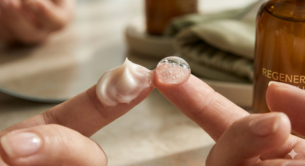 sensory-skincare-textures-serum-and-cream-application