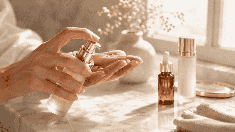 Applying luxury peptide serum as part of a morning skincare routine — when to use peptide serum for anti-aging