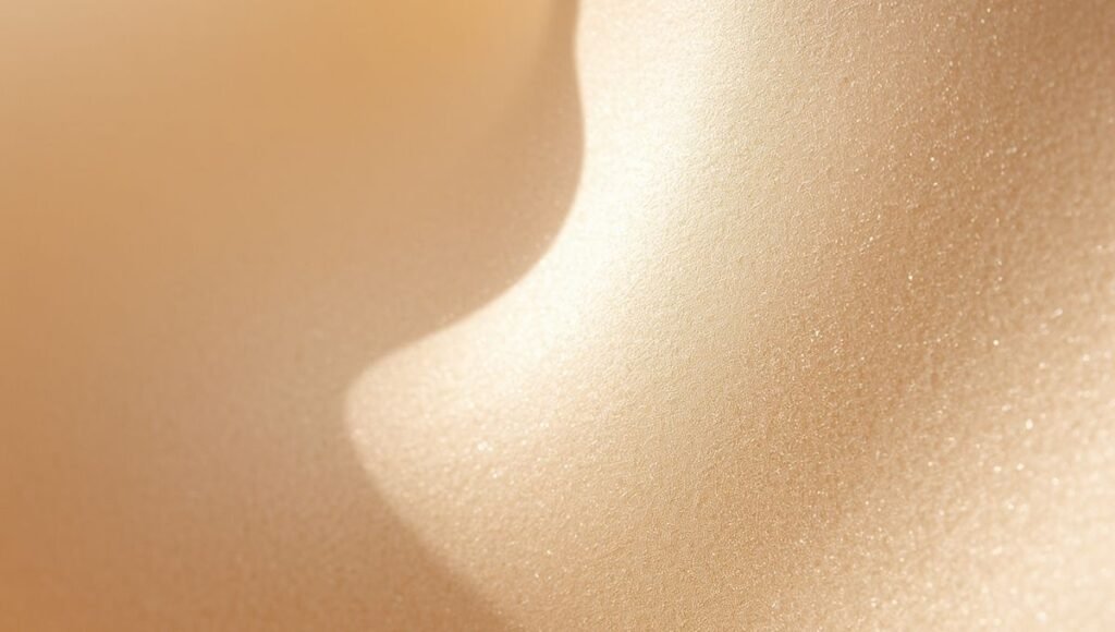 Macro skin surface showing smooth and irregular texture areas in raking light — why skin becomes suddenly sensitive after 40 due to ceramide barrier decline and aging